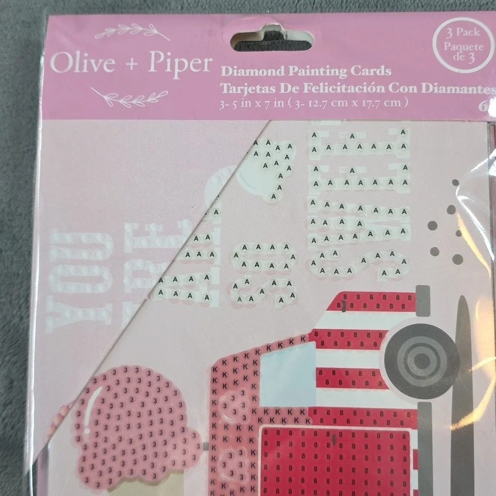 Party Ideas‎ Valentines OLIVE+PIPER 3 Pack Diamond Painting Cards Ice Cream